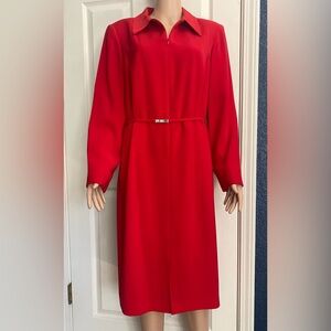 Kasper Vibrant Red Long Sleeve Dress